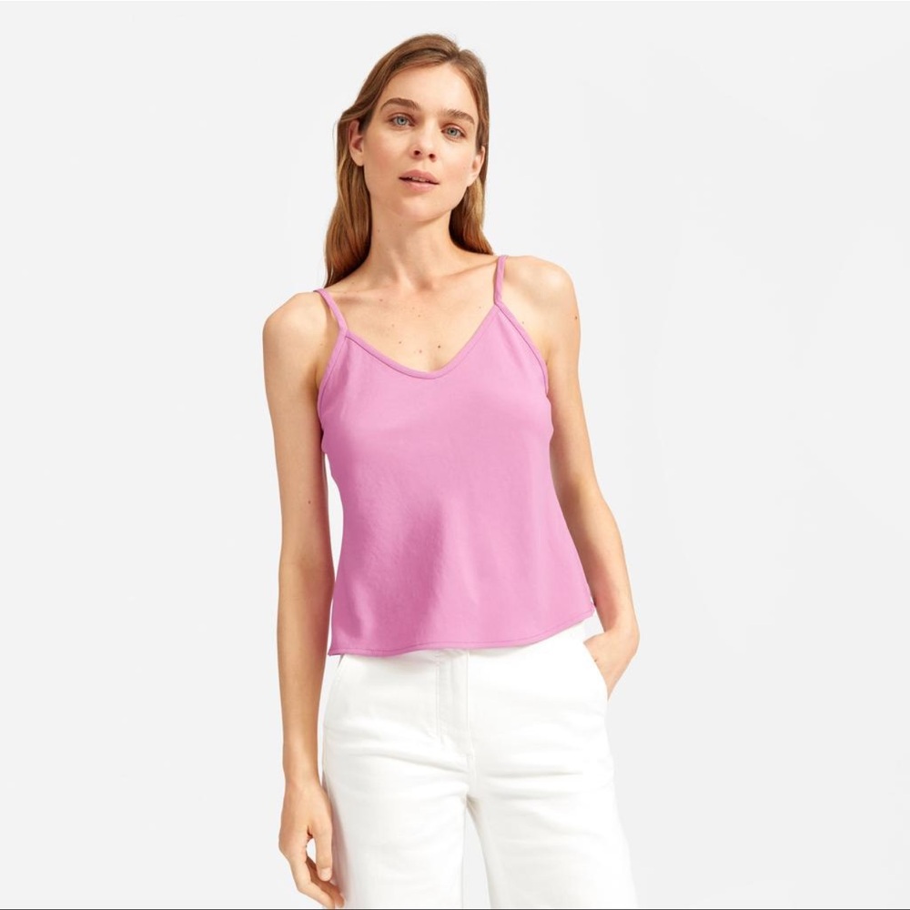 Everlane Japanese GoWeave V-Neck Cami Magenta Pink Triacetate Tank Top Size 4